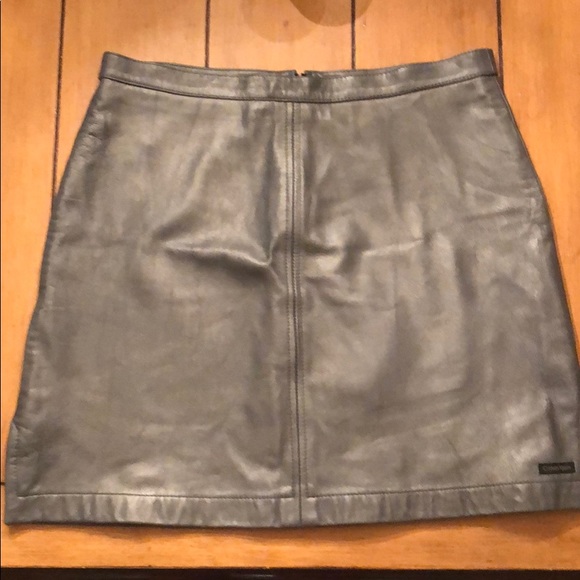 Calvin Klein Dresses & Skirts - Calvin Klein jeans gray leather skirt size 10
